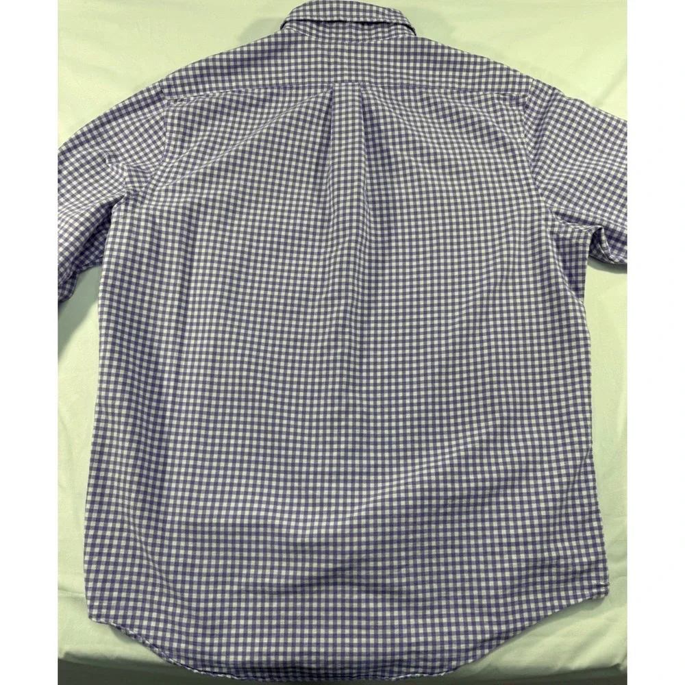 Polo Ralph Lauren Mens Gingham Check Button Down Shirt Purple White Classic  L